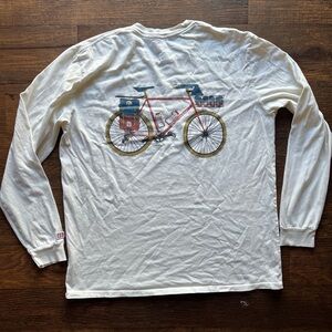 Men's Topo Design x Fat Tire T-Shirt White Logo XL Colorado Long Sleeve Beer USA